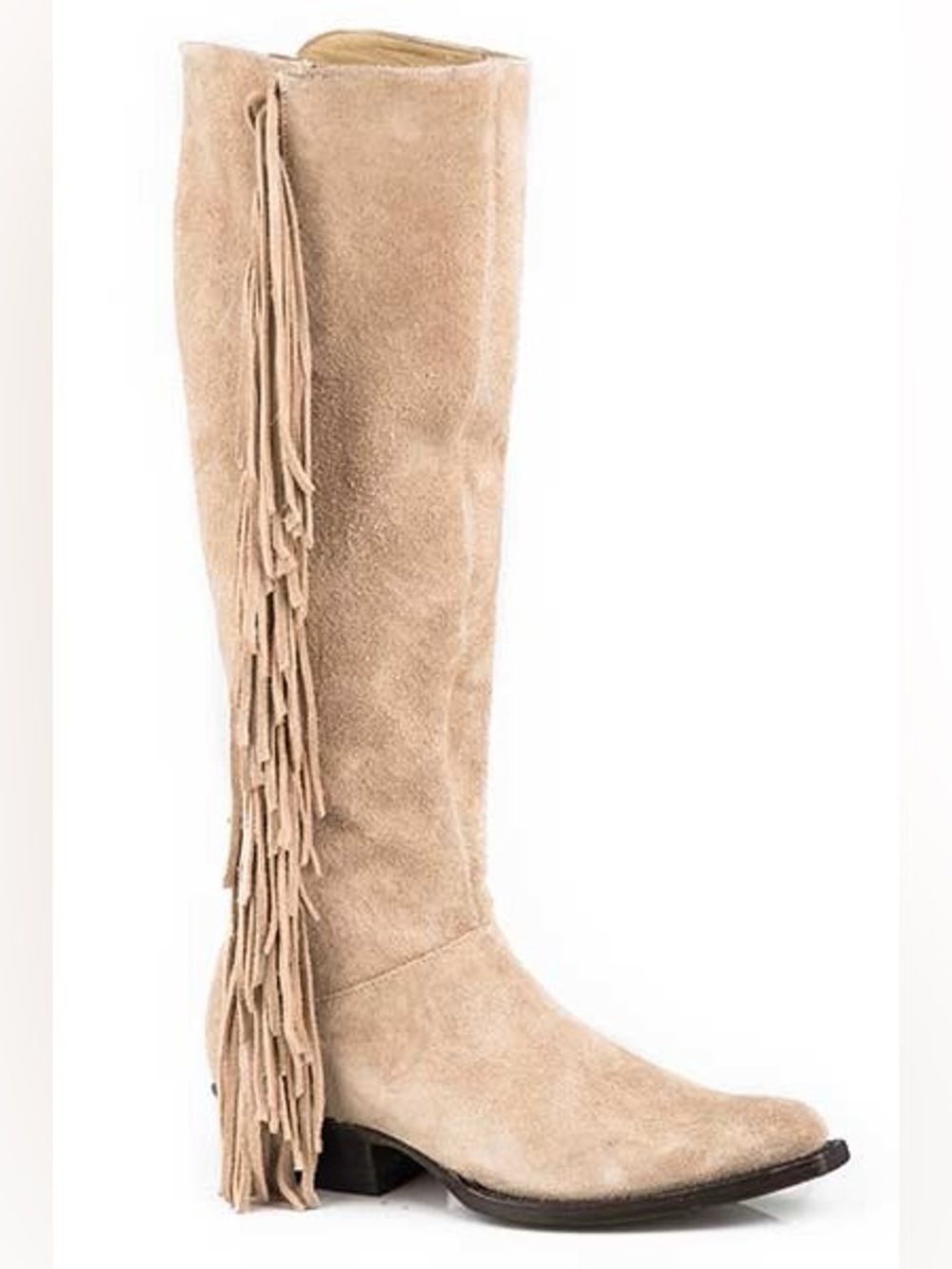 Stetson Dani Toasted Almond Suede Fringe Western Cowboy Cowgirl Boot